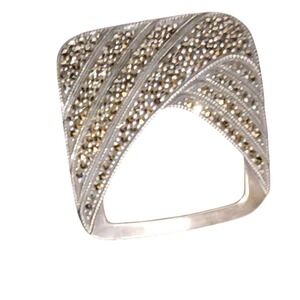 Vintage Sterling Silver 925 Marcasite Buckle Art Deco Belt Clasp